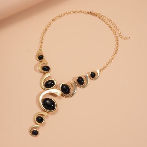 Oval Snail-Shaped Link Necklace and Earring Set Vintage Exquisite Exaggerated Style
