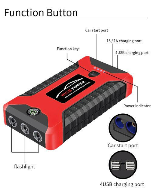 12v Portable Car Jump Starter with air Compressor Car Battery Jump Starter Power Station Multi Function Jump Starter Car