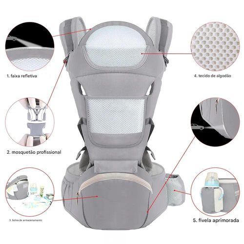 Canguru ergonômico de algodão para bebês, multifuncional, frontal e traseiro, para recém-nascidos e crianças pequenas, armazenamento para crianças e adolescentes