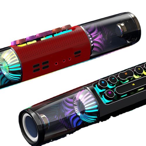 Alto-falantes estéreo para jogos com subwoofer surround 3D com luzes coloridas Dezzle e alto-falante sem fio para cartão TF