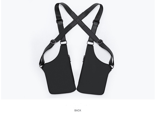 Hot Selling Vintage Waterproof PU Utility Vest Custom Embossed Logo Phone Anti Theft Crossbody Sling Leather Harness Bag