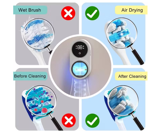 For Amazon Best Seller Double Wall-mounted Toothbrush Sanitizer Smart Sterilizer Box for Disinfecting UV Toothbrush Sanitizer