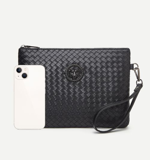 Exquisite tiger-head logo and classic weave pattern, portable men's clutch bag