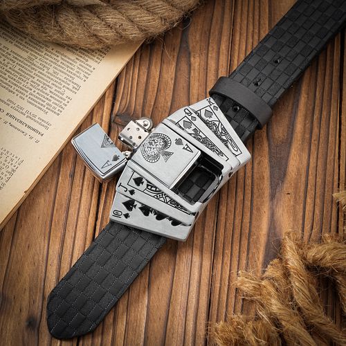 Rock fashion cross-border belt, punk style inlaid lighter rhinestone sequin alloy buckle, unisex PU plastic