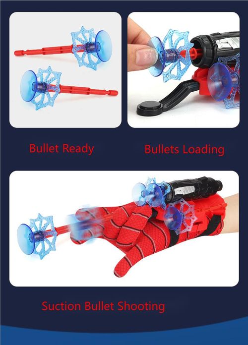 Spiderman web shooting gloves toy wrist shooter, suitable for boys and kids role play props