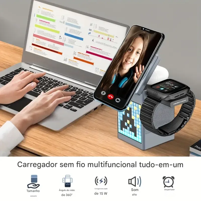 Carregador magnético sem fio multifuncional 6 em 1 compatível com dispositivos TECNO, SAMSUNG e Infinix para carregamento rápido