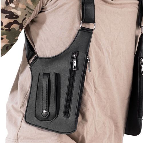 Hot Selling Vintage Waterproof PU Utility Vest Custom Embossed Logo Phone Anti Theft Crossbody Sling Leather Harness Bag