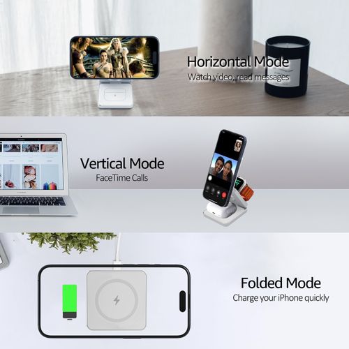 Wireless Charger 3 in 1 Foldable Magnetic Wireless