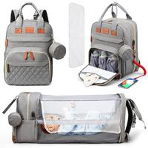 3 In 1 Diaper Bag Backpack Foldable Baby Bed Waterproof Travel Bag with USB Charge Diaper Bag Backpack with Changing Bed 3 types
