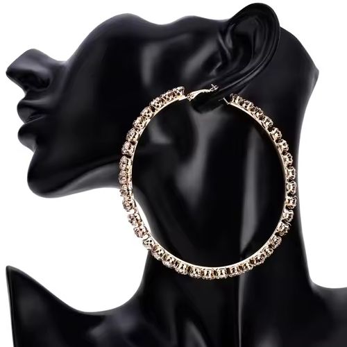 New style fashionable diamond large hoop earrings