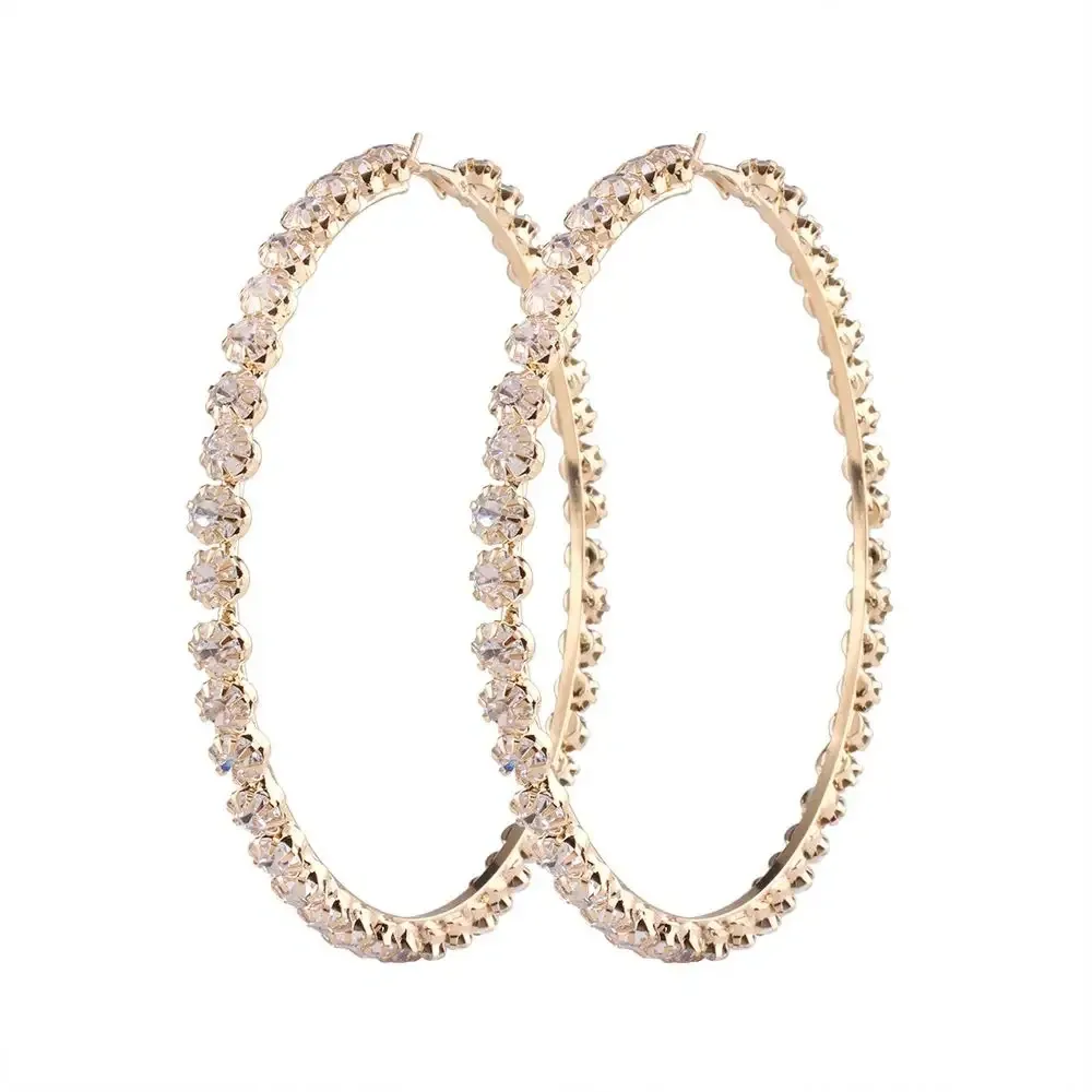 New style fashionable diamond large hoop earrings