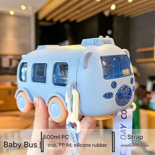 Baby Bus Car Children's Water Cup Factory Source High-value Plastic Cup Straw Toy Tritan Water Cup