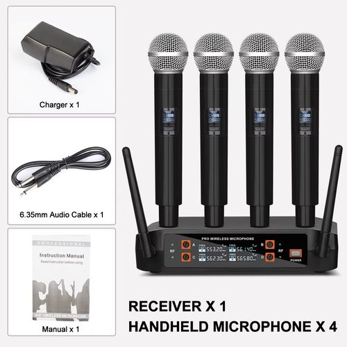 X4 Professional One Drag 4 Handheld Lightweight and Portable Wireless Microphone Karaoke