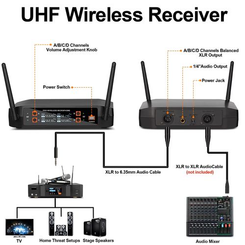 X4 Professional One Drag 4 Handheld Lightweight and Portable Wireless Microphone Karaoke