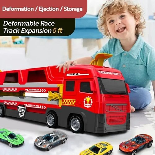 🏁 Mega Hauler Truck With Ejection Race Track 🚚&🚗