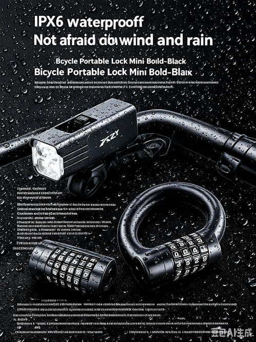 1800-Lumen High-Brightness 4-LED Waterproof Type-C Charging Outdoor Bike Light + 5-Digit Combination Heavy-Duty Anti-Theft Lock Setk