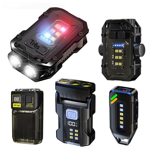 Chaveiro multifuncional com lanterna, adequado para caminhadas noturnas, reparações à noite e emergências.