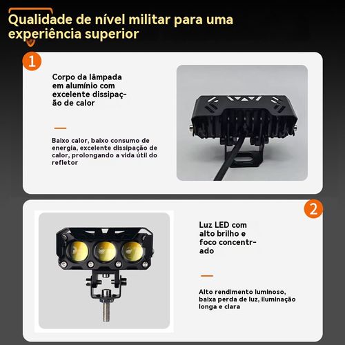 Faróis 5 vezes mais brilhantes que os originais, proporcionando maior clareza e segurança na condução noturna.