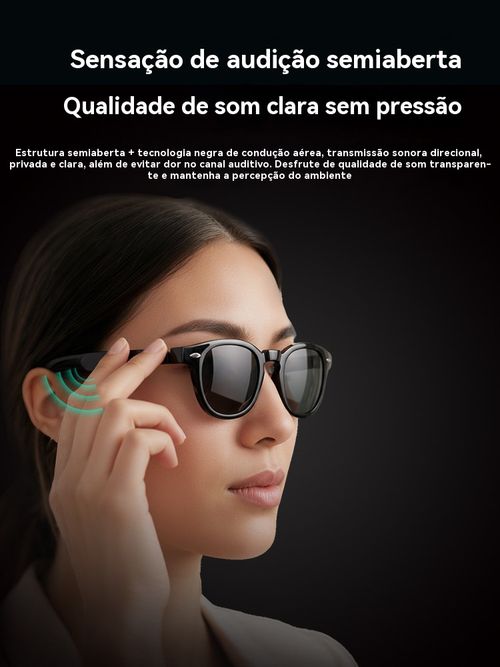 É um óculos de sol elegante e também um fone Bluetooth. Com ele, você atende chamadas no carro sem pegar o celular.