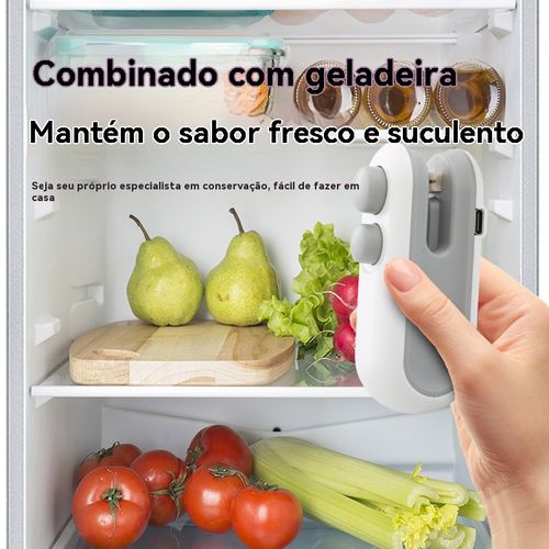 Selador mini, mantém os alimentos sempre com sabor fresco.