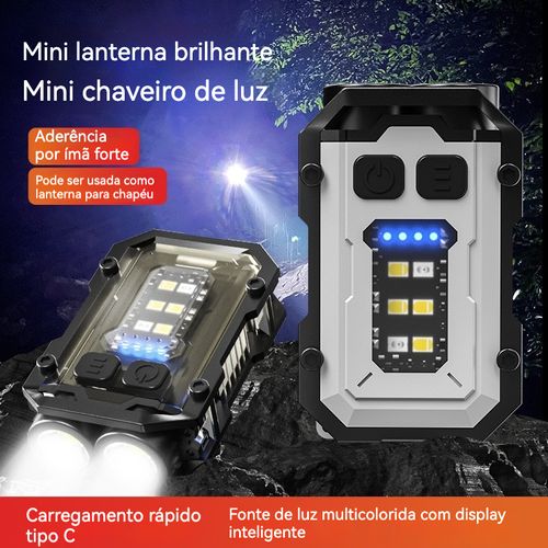 Chaveiro multifuncional com lanterna, adequado para caminhadas noturnas, reparações à noite e emergências.