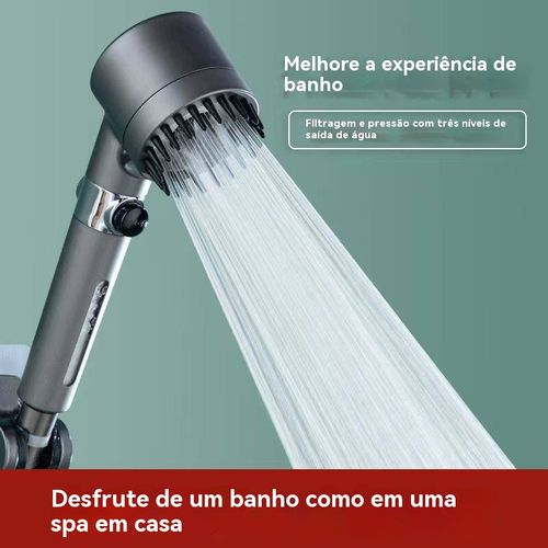 Duche de alta pressão com forte fluxo de água mesmo no último andar, com função de massagem e filtro para impurezas da água, tornando o banho um verdadeiro prazer.