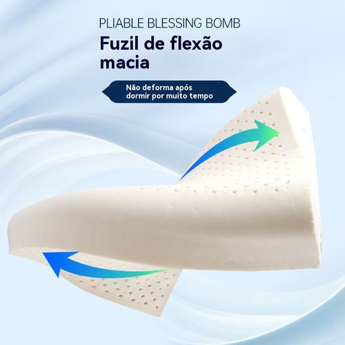 Não sue mais à noite! Travesseiro de látex 100% natural da Tailândia, fresco e protege a cervical.