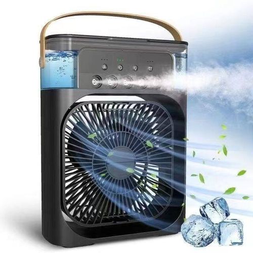 Um ventilador mais fresco do que o ar condicionado, com funções de humidificação e refrigeração, com luzes noturnas multicoloridas.