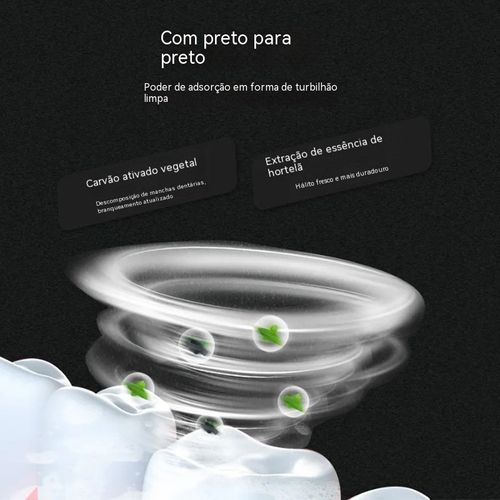 Pasta de dentes com carvão vegetal natural, absorção profunda, elimina o amarelecimento e manchas dentárias, deixando você sorrir com confiança.