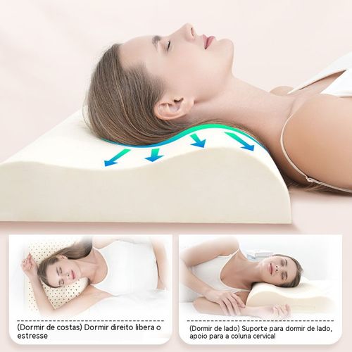 Não sue mais à noite! Travesseiro de látex 100% natural da Tailândia, fresco e protege a cervical.