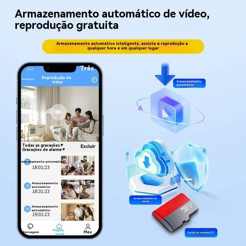 Câmera ultra HD que grava mesmo sem internet e sem energia. Gravação automática, você pode ficar tranquilo mesmo estando fora.