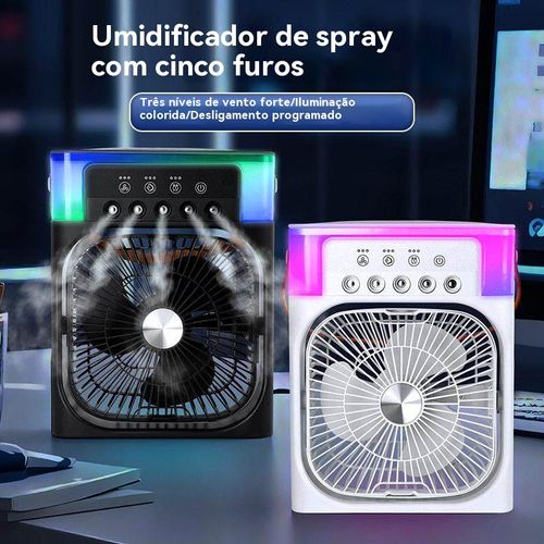 Um ventilador mais fresco do que o ar condicionado, com funções de humidificação e refrigeração, com luzes noturnas multicoloridas.