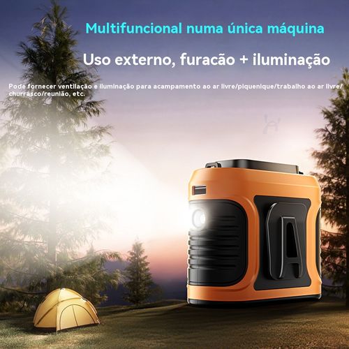Ventilador de cintura que refresca onde quer que vá, carrega o telemóvel e tem luz forte. Muito prático.