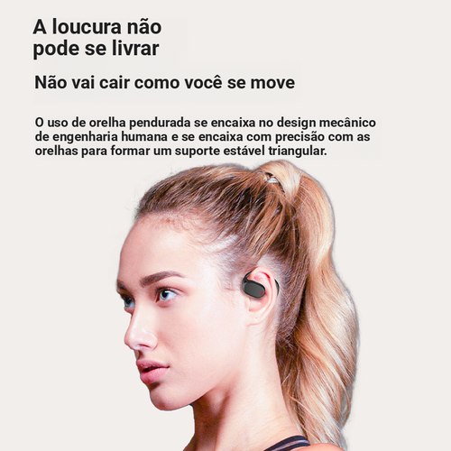 Fone de ouvido Bluetooth novo modelo 2026, confortável por muito tempo, bem fixo, à prova de água e suor, ótimo parceiro para exercícios e academia.