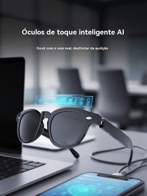 É um óculos de sol elegante e também um fone Bluetooth. Com ele, você atende chamadas no carro sem pegar o celular.