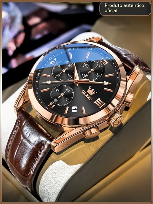 Relógio masculino de gama alta, resistente à água e ao desgaste, ideal para uso próprio ou oferta.
