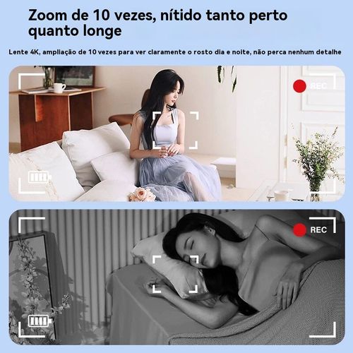 Câmera ultra HD que grava mesmo sem internet e sem energia. Gravação automática, você pode ficar tranquilo mesmo estando fora.