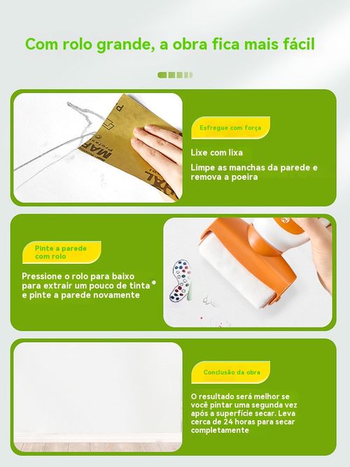 Tinta reparadora de paredes com rolo, livre-se facilmente de manchas e mofo nas paredes.