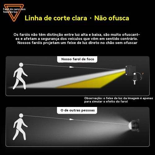 Faróis 5 vezes mais brilhantes que os originais, proporcionando maior clareza e segurança na condução noturna.