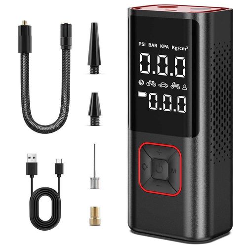 É bomba de ar e carregador portátil ao mesmo tempo. Pequeno e fácil de transportar. Não tem medo de estradas más.