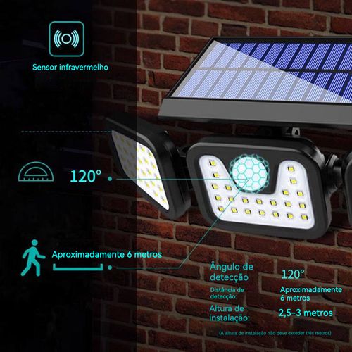 Lâmpada solar dobrável, acende quando alguém chega, apaga quando sai, à prova de chuva e raios.