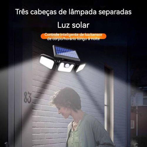 Lâmpada solar dobrável, acende quando alguém chega, apaga quando sai, à prova de chuva e raios.