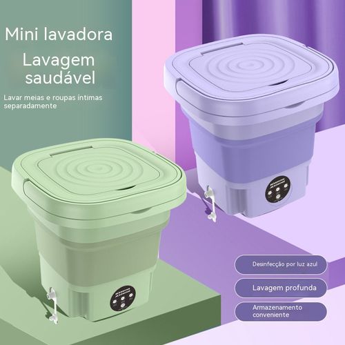 Máquina de lavar dobrável portátil de grande capacidade, economiza água e energia. Deixa as roupas íntimas e meias de toda a família sempre limpas com facilidade.