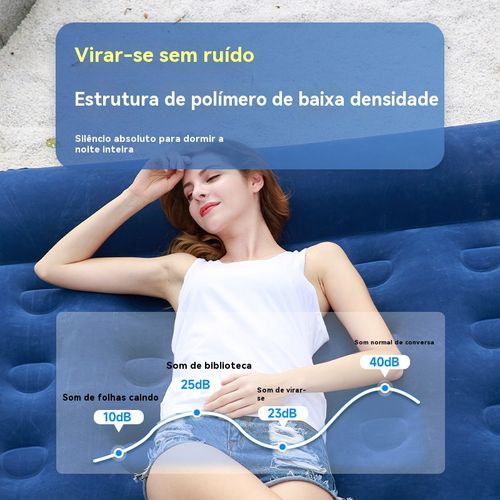 Cama inflável portátil, proporciona uma experiência de sono mais confortável aos seus hóspedes, ideal para uso em casa e lazer ao ar livre.