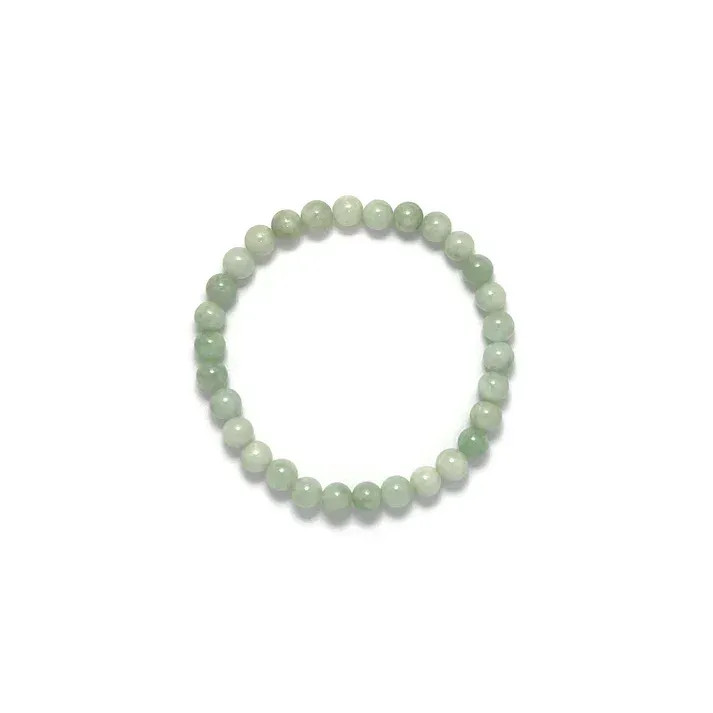 Jade Bracelet - Light apple green colored beads jadeite jade bracelet (7MM)
