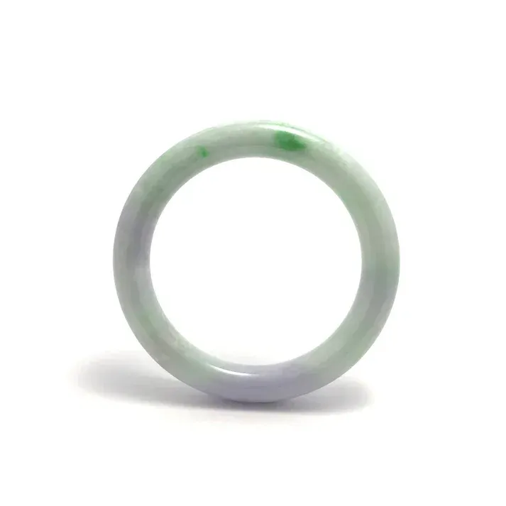 Jade Bangle - Light green with lavender colored rounded jadeite jade bangle