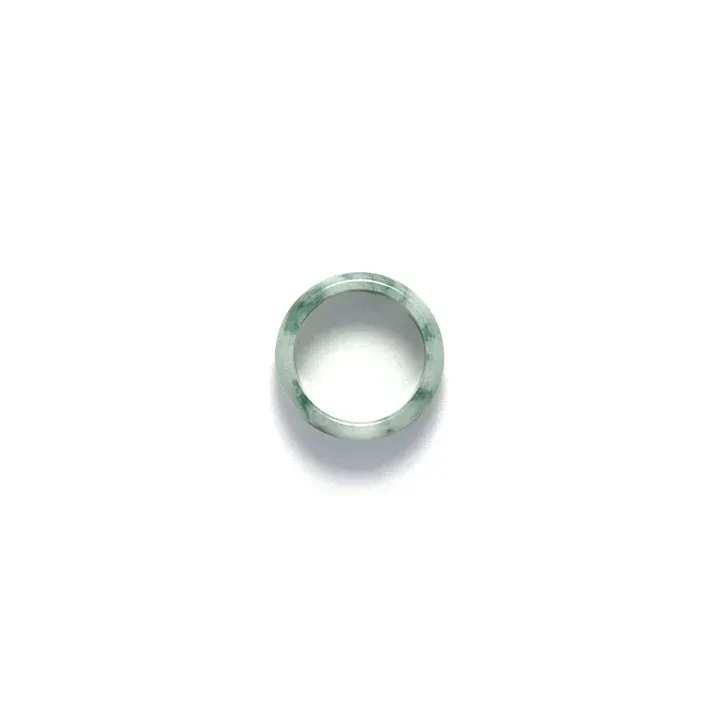 JADE RING - GREEN COLOR WITH WHITE COLOR BASED ROUNDED JADEITE JADE RING