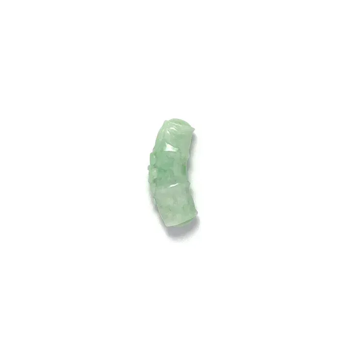 Jade Pendant - Light Apple Green Colored Bamboo Carved Jadeite Jade Pendant