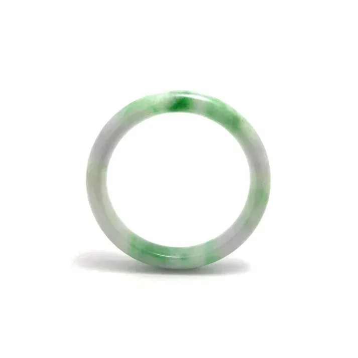 Jade Bangle - Vivid green with lavender colored rounded jadeite jade bangle