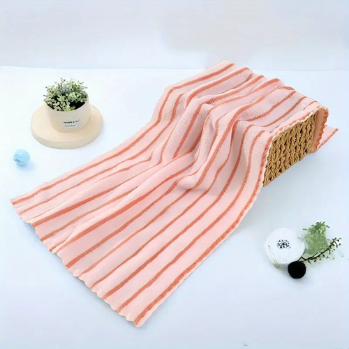 5 Pack Striped Coral Velvet Towels, Super Soft Highly Absorbent Hand Face Towels, Quick Dry Wash Cloths for Bathroom Home Daily Use